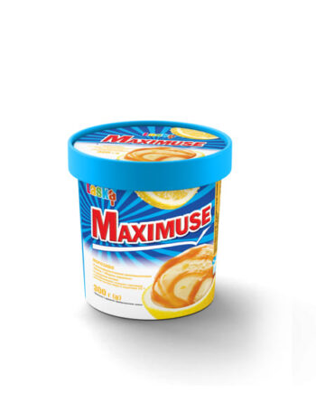 Morozhenoe MAXIMUSE s napolnytelem «Lymon» y «Medovaia karamel» y s kroshkamy pechenia