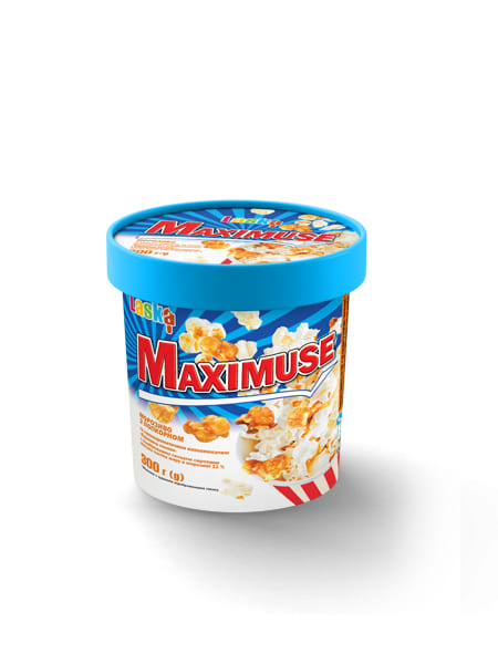 Morozyvo «Maximuse» z popkornom ta napovniuvachem "solona karamel"